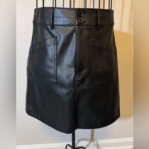 NWOT Madewell Black faux Leather Skirt